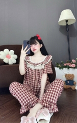 Đồ bộ tay ngắn cổ vuông lụa đũi mềm