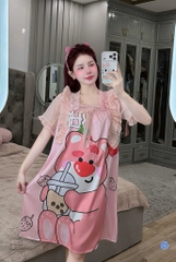 ĐẦM CỔ VUÔNG PHỐI REN LỤA XƯỚC