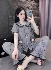 tay ngắn lụa đũi mềm gắn gấu