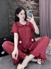 tay ngắn lụa đũi mềm gắn gấu