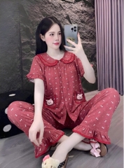 tay ngắn lụa đũi mềm gắn gấu