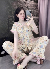 tay ngắn lụa đũi mềm gắn gấu