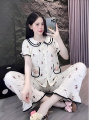 tay ngắn lụa đũi mềm gắn gấu