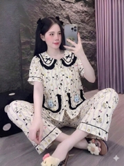 tay ngắn lụa đũi mềm gắn gấu