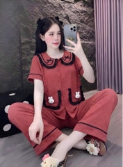 tay ngắn lụa đũi mềm gắn gấu