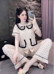 tay ngắn lụa đũi mềm gắn gấu