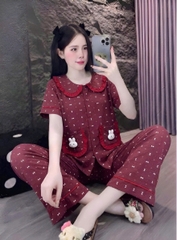 tay ngắn lụa đũi mềm gắn gấu