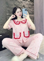 tay ngắn lụa đũi mềm gắn gấu