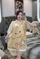 Đầm sơ mi lụa xước