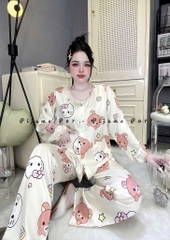 Đồ bộ tay dài cổ tròn lụa latin