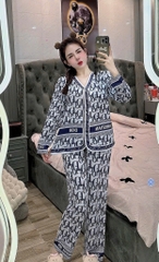 Đồ bộ tay dài cổ v lụa latin