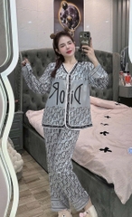 Đồ bộ tay dài cổ v lụa latin