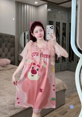 ĐẦM CỔ VUÔNG PHỐI REN LỤA XƯỚC