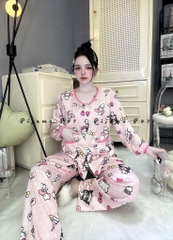 Đồ bộ tay dài cổ tròn lụa latin