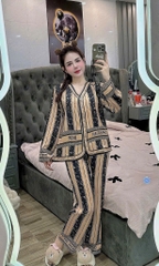 Đồ bộ tay dài cổ v lụa latin