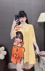 Đầm sơ mi lụa xước mềm mịn