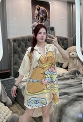 Đầm sơ mi lụa xước
