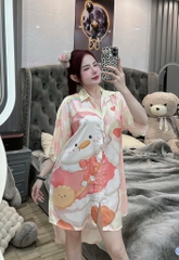 Đầm sơ mi lụa xước