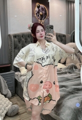 Đầm sơ mi lụa xước