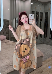 ĐẦM CỔ VUÔNG PHỐI REN LỤA XƯỚC