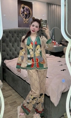 Đồ bộ tay dài cổ v lụa latin