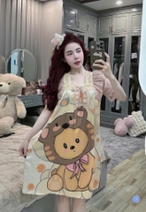 ĐẦM CỔ VUÔNG PHỐI REN LỤA XƯỚC