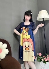 ĐẦM CỔ VUÔNG PHỐI REN LỤA XƯỚC