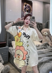 Đầm sơ mi lụa xước