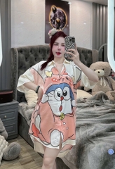 Đầm sơ mi lụa xước