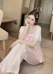 Đồ bộ tay ngắn cổ vuông lụa latin