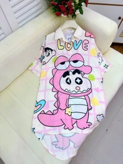 Đầm sơ mi lụa xước