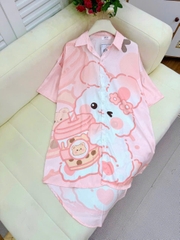 Đầm sơ mi lụa xước