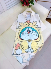 Đầm sơ mi lụa xước