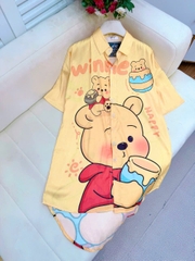 Đầm sơ mi lụa xước