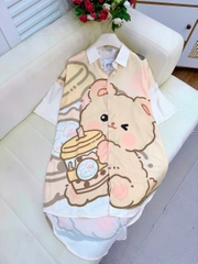 Đầm sơ mi lụa xước