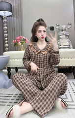 Đồ bộ tay dài lụa đũi nhung
