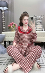 Đồ bộ tay dài lụa đũi nhung