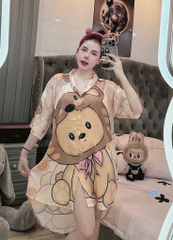 Đầm sơ mi lụa xước mềm mịn