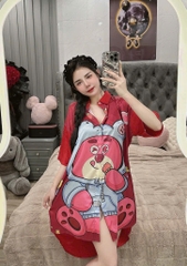 Đầm sơ mi lụa xước mềm mịn