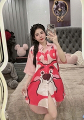 Đầm sơ mi lụa xước mềm mịn