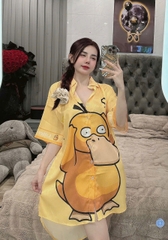 Đầm sơ mi lụa xước mềm mịn