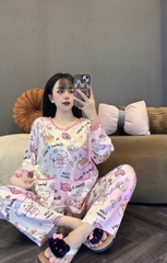 Đồ bộ tay dài cổ tròn lụa latin