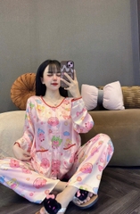 Đồ bộ tay dài cổ tròn lụa latin