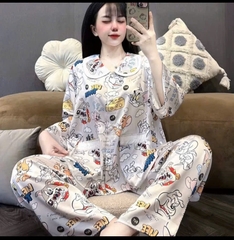 Đồ bộ tay lững cổ sen lụa latin
