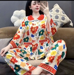 Đồ bộ tay lững cổ sen lụa latin