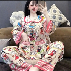 Đồ bộ tay lững cổ sen lụa latin