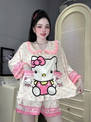 Đồ bộ đùi tay lững phối ren lụa latin