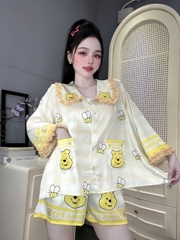 Đồ bộ đùi tay lững phối ren lụa latin