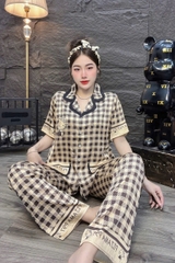 Đồ bộ tay ngắn túi nấp lụa latin