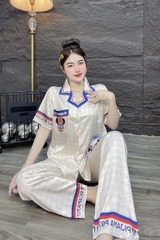 Đồ bộ tay ngắn phối túi lụa latin